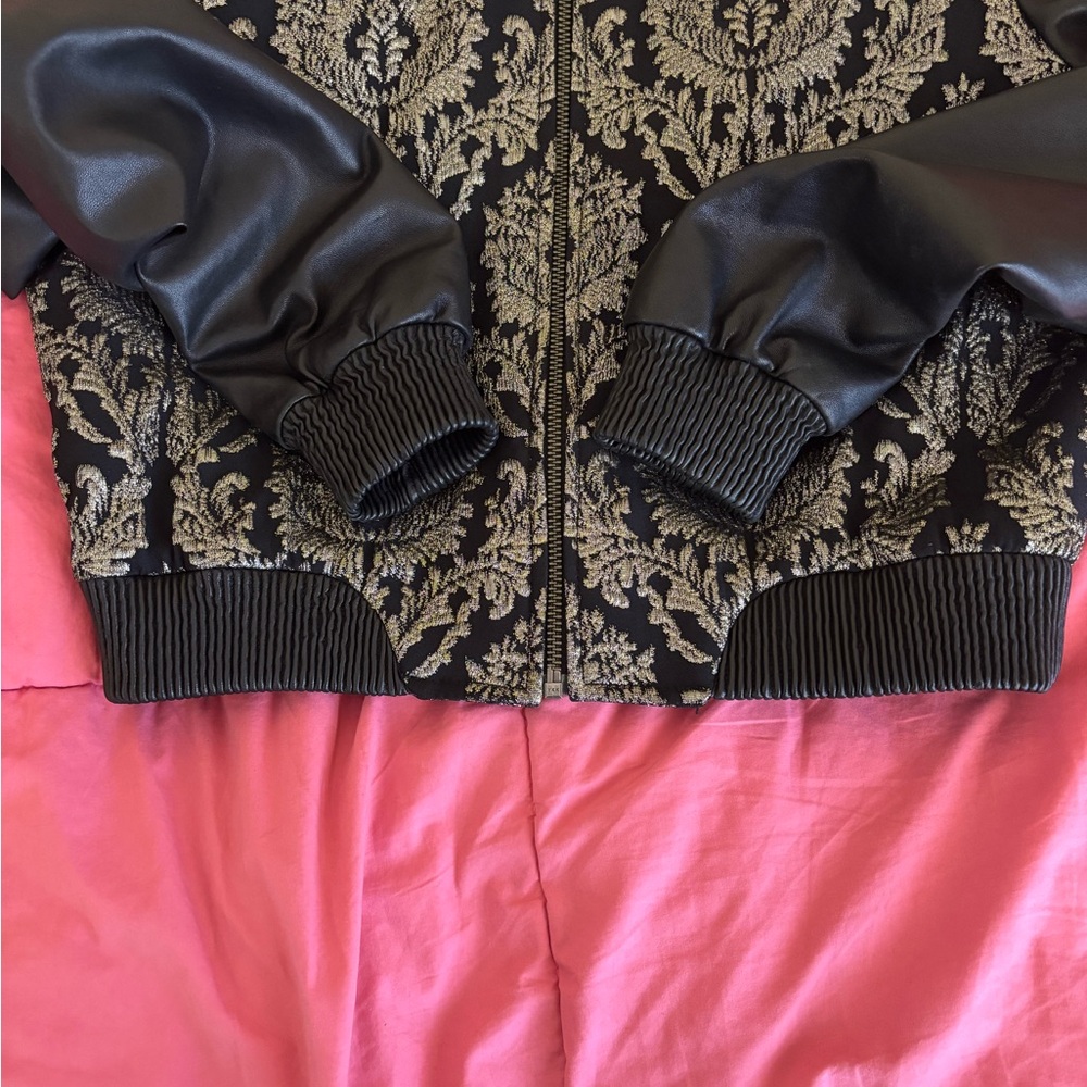 Lamarque Leather Black and Gold Bomber Jacket - Picture 6 of 12